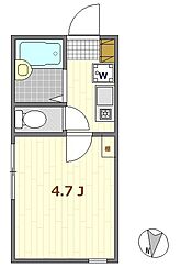 ノーザンロード扇大橋 1階1Kの間取り