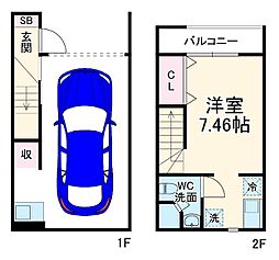 The Bliss Fort URAWA 1階1Kの間取り