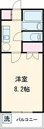 フラットウエストII 1階1Kの間取り