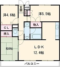 京王高尾線 めじろ台駅 徒歩3分の賃貸マンション 3階3LDKの間取り