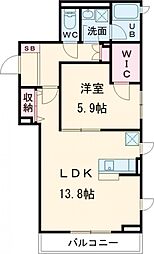 リテラス目黒三丁目 1階1LDKの間取り