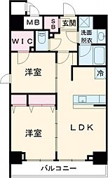 S-RESIDENCE綾瀬rivie 8階2LDKの間取り