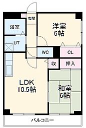 名古屋市営名城線 茶屋ヶ坂駅 徒歩14分の賃貸マンション 1階2LDKの間取り