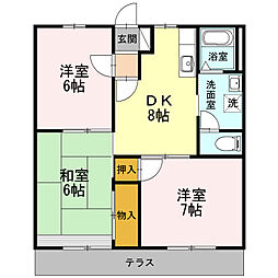 JR東海道本線 豊橋駅 バス9分 吉田方小学校下車 徒歩4分の賃貸アパート 1階3DKの間取り