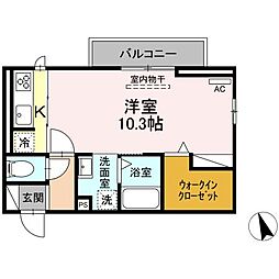 グランルミエール1 1Kの間取図画像