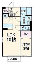 マウンテンスクエア 1階1LDKの間取り