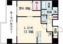 東京メトロ千代田線 綾瀬駅 徒歩12分の賃貸マンション 9階1LDKの間取り