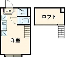ラメット千歳烏山 2階ワンルームの間取り