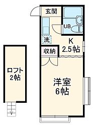 センチュリーハイム若葉台 1階1Kの間取り