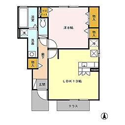 シャトレー・マグノリアI 1階1LDKの間取り