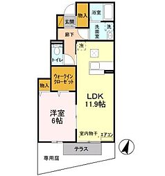 ノールメゾン　I 1階1LDKの間取り
