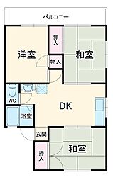 レジデンスほしな 2階3DKの間取り