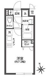 JR中央線 高円寺駅 徒歩6分の賃貸マンション 4階ワンルームの間取り