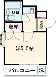 ヌーベルシャトー 2階1Kの間取り