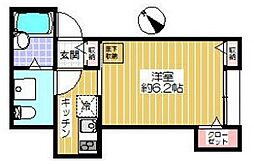 ルミエール 1階1Kの間取り