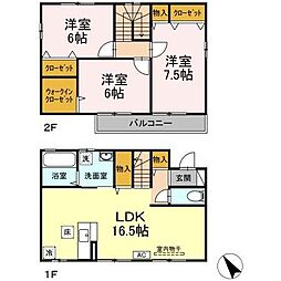 JR青梅線 昭島駅 徒歩18分の賃貸一戸建て 1階3LDKの間取り