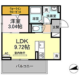 エスペランサ旭　Ｄ棟 3階1LDKの間取り