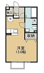 リヴピーク 1階1Kの間取り
