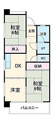 名古屋市営名城線 茶屋ヶ坂駅 徒歩24分の賃貸マンション 6階3DKの間取り