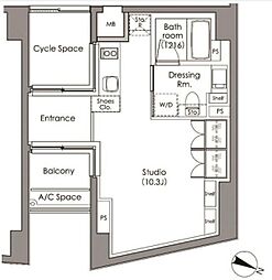 プライムガーデン駒沢大学 3階ワンルームの間取り