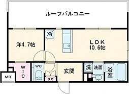 ＯＲＳＵＳ戸越銀座 5階1LDKの間取り