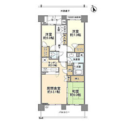 ル・クール八王子みなみ野 11階3LDKの間取り