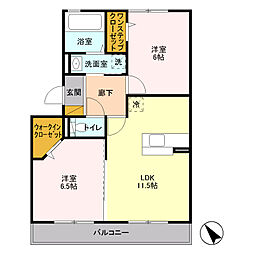 グランレーベン 2LDKの間取図画像