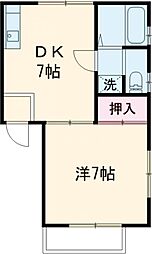 ファウンテンバレー 1階1DKの間取り