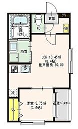 JR東海道本線 尾頭橋駅 徒歩9分の賃貸アパート 2階1LDKの間取り