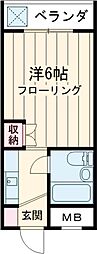 パークシティ上用賀 2階1Kの間取り
