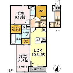 セレナ 2階2LDKの間取り