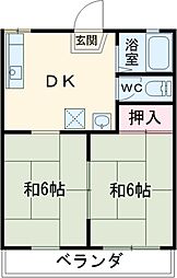 高木ハイツ 1階2DKの間取り