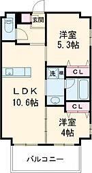 JR総武線 両国駅 徒歩14分の賃貸マンション 3階2LDKの間取り