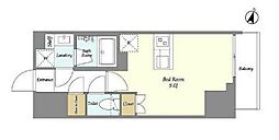 都営大江戸線 若松河田駅 徒歩4分の賃貸マンション 12階ワンルームの間取り