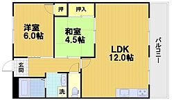 岡崎グランドハイツ 2LDKの間取図画像