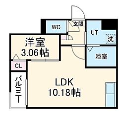 Jack inomoriI 3階1LDKの間取り