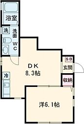 Ｂ−ＭＡＲＣ 1階1DKの間取り