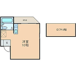 日暮里舎人ライナー 西新井大師西駅 徒歩23分の賃貸マンション 1階ワンルームの間取り