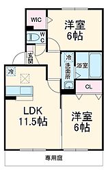 つくばエクスプレス 三郷中央駅 徒歩29分の賃貸アパート 1階2LDKの間取り