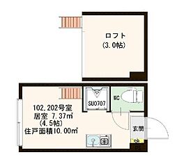 ciel et marais 1階ワンルームの間取り