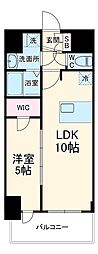 プレサンス大国町ラヴェニール 8階1LDKの間取り