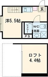 東武東上線 上板橋駅 徒歩9分の賃貸アパート 1階ワンルームの間取り