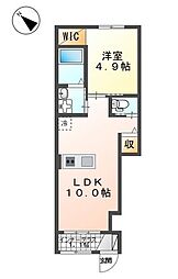 名鉄名古屋本線 男川駅 徒歩8分の賃貸アパート 1階1LDKの間取り