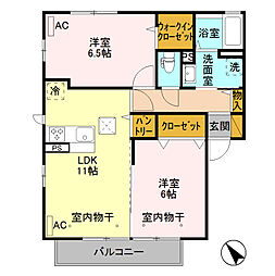 東武伊勢崎線 世良田駅 徒歩25分の賃貸アパート 2階2LDKの間取り