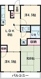 東武東上線 成増駅 徒歩17分の賃貸マンション 1階3DKの間取り