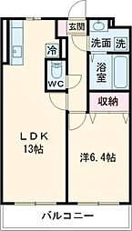 エフプラッツ 3階1LDKの間取り