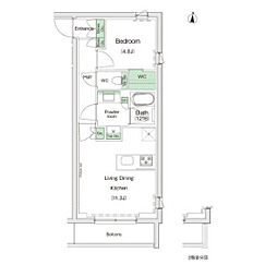東急池上線 池上駅 徒歩8分の賃貸マンション 3階1LDKの間取り
