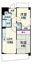 JR中央本線 勝川駅 徒歩7分の賃貸マンション 2階2LDKの間取り