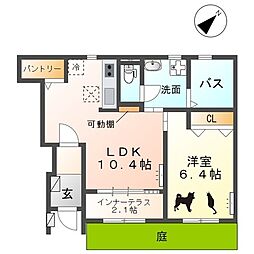JR東海交通城北線 比良駅 3.1kmの賃貸アパート 1階1LDKの間取り