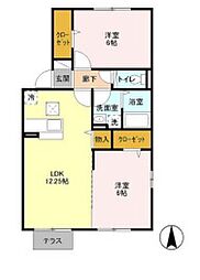 セントアンドリュースＡ棟 1階2LDKの間取り